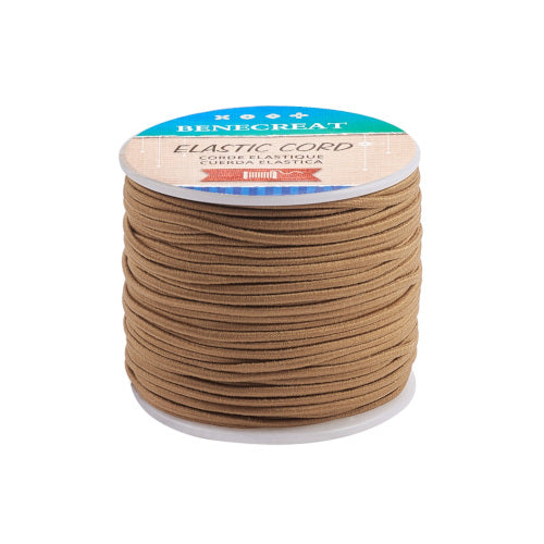 Elastic Cord, Latex Core, Round, Tan, Polyester, 2mm - BEADED CREATIONS