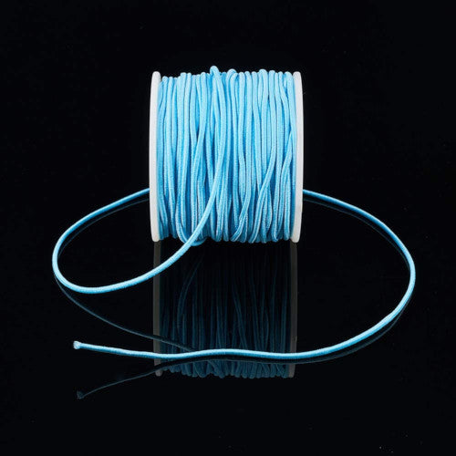 Elastic Cord, Latex Core, Sky Blue, Polyester, 1.5mm - BEADED CREATIONS