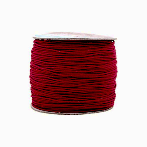 Elastic Cord, Latex Core, Wine Red, Polyester, 1.5mm, 8-Meter Spool - BEADED CREATIONS