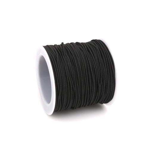 Elastic Cord, Round, Black, 1mm - BEADED CREATIONS