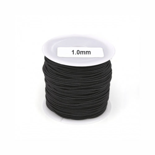 Elastic Cord, Round, Black, 1mm - BEADED CREATIONS