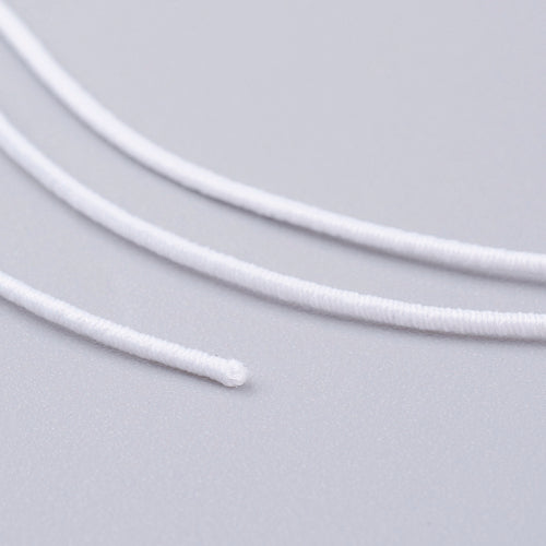 Elastic Cord, Round, White, 1mm - BEADED CREATIONS