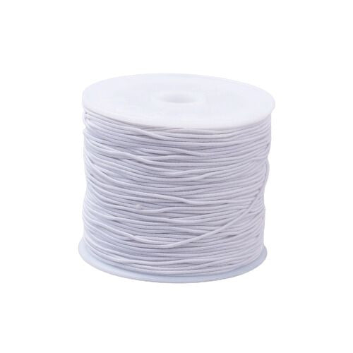 Elastic Cord, Round, White, 1mm, 18-Meter Spool - BEADED CREATIONS