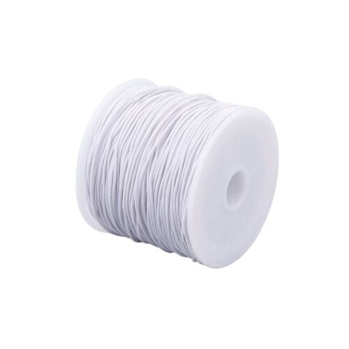 Elastic Cord, Round, White, 1mm, 18-Meter Spool - BEADED CREATIONS