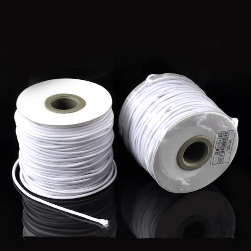 Elastic Cord, Round, White, 2mm - BEADED CREATIONS