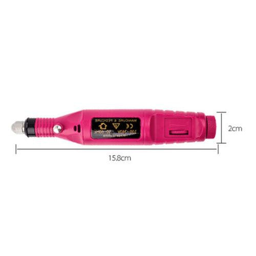 Electric Nail Drill Machine,  With Drill Bits, Portable, Rose Pink - BEADED CREATIONS