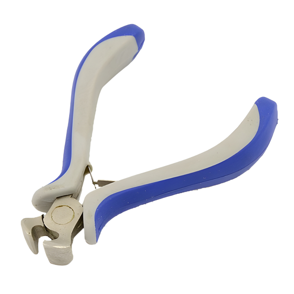 End Cutting Pliers, Nippers, Carbon Steel, Rubber, Blue, White, 11cm - BEADED CREATIONS