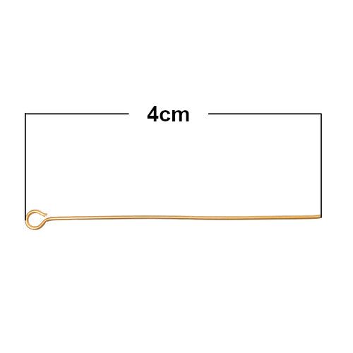 Eye Pins, Alloy, Gold Plated, 21 Gauge, 40mm - BEADED CREATIONS