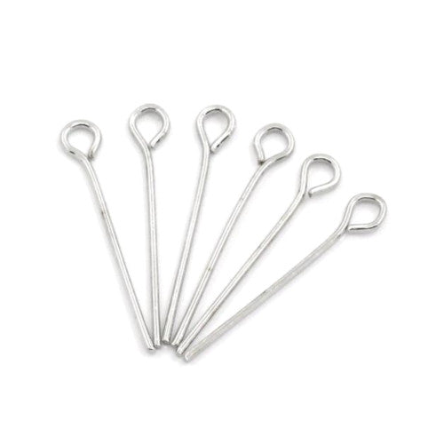 Eye Pins, Alloy, Silver, 21 Gauge, 30mm - BEADED CREATIONS