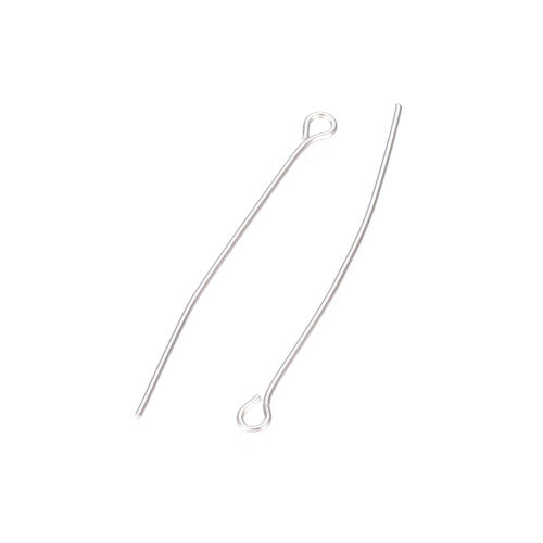 Eye Pins, Stainless Steel, Silver, 20 Gauge, 40mm - BEADED CREATIONS