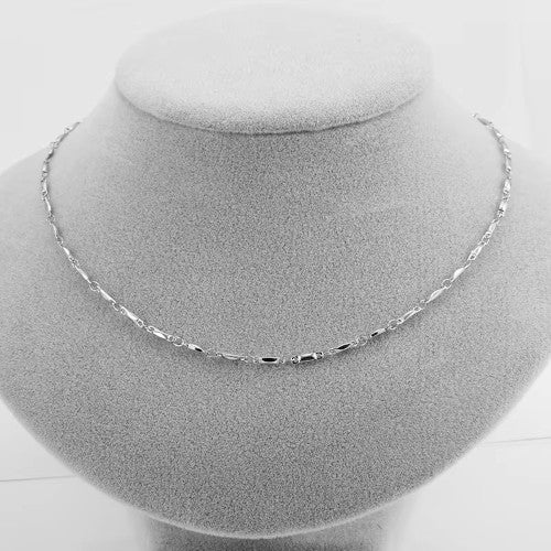 Faceted Rectangle Link Chain Necklace, Stainless Steel, Silver, 45cm - BEADED CREATIONS