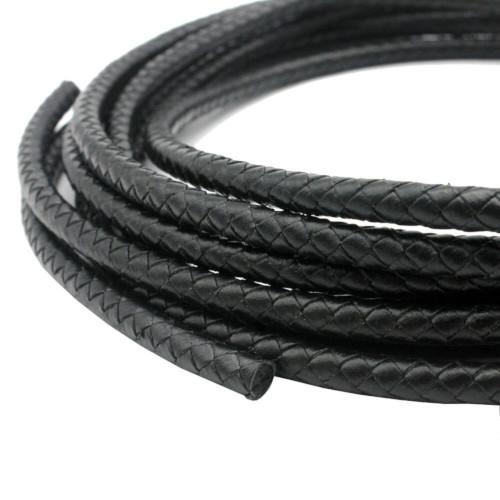 Faux Leather Cord, Braided Bolo Cord, Round,Black, 6mm - BEADED CREATIONS