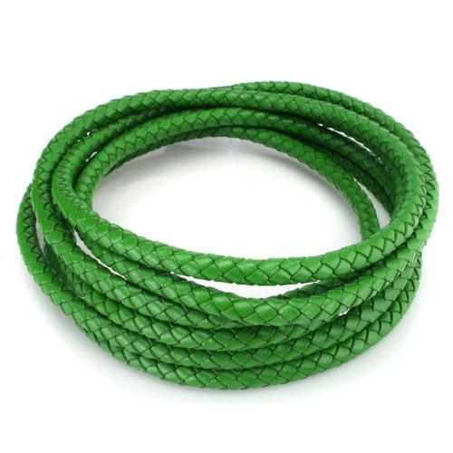 Faux Leather Cord, Braided Bolo Cord, Round, Green, 6mm - BEADED CREATIONS