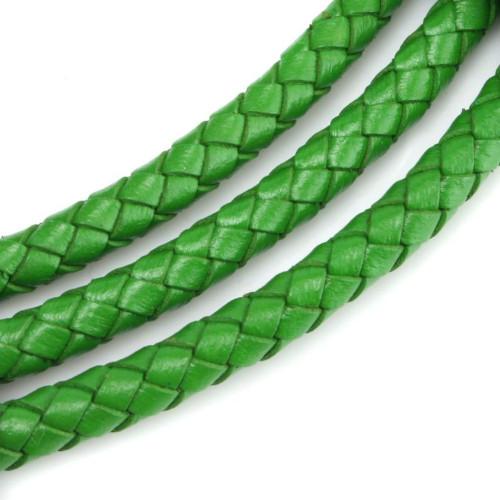 Faux Leather Cord, Braided Bolo Cord, Round, Green, 6mm - BEADED CREATIONS