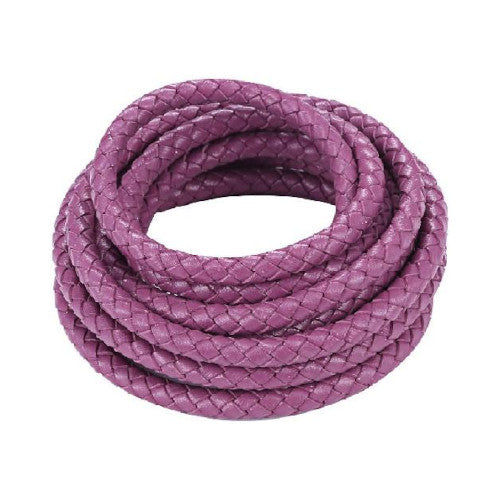 Faux Leather Cord, Braided Bolo Cord, Round, Lilac, 6mm - BEADED CREATIONS