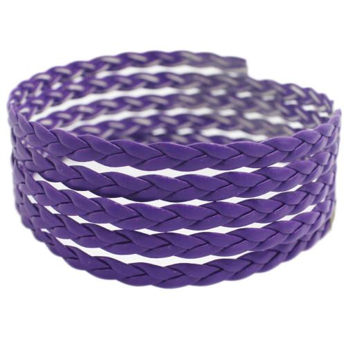 Faux Leather Cord, Flat, Braided, Bracelet Cord, Purple, 5mm - BEADED CREATIONS