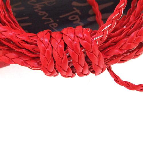 Faux Leather Cord, Flat, Braided, Bracelet Cord, Red, 5mm - BEADED CREATIONS