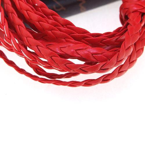Faux Leather Cord, Flat, Braided, Bracelet Cord, Red, 5mm - BEADED CREATIONS