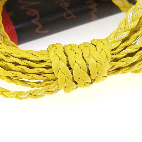 Faux Leather Cord, Flat, Braided, Bracelet Cord, Yellow, 5mm - BEADED CREATIONS