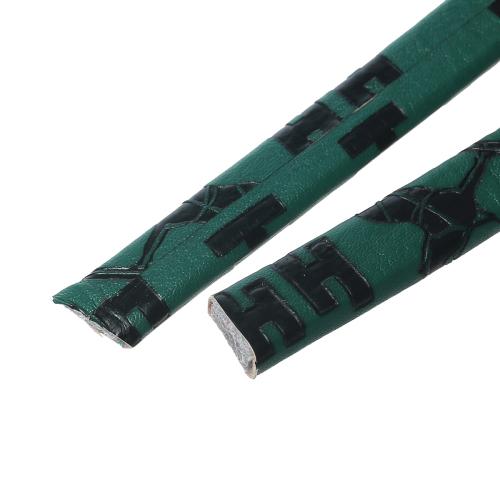 Faux Leather Cord, Flat, Dark Green, Black Embossed, 11mm - BEADED CREATIONS