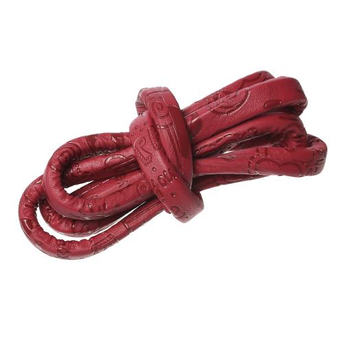 Faux Leather Cord, Flat, Red Embossed, 11mm - BEADED CREATIONS