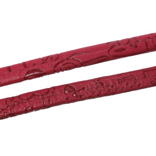 Faux Leather Cord, Flat, Red Embossed, 11mm - BEADED CREATIONS
