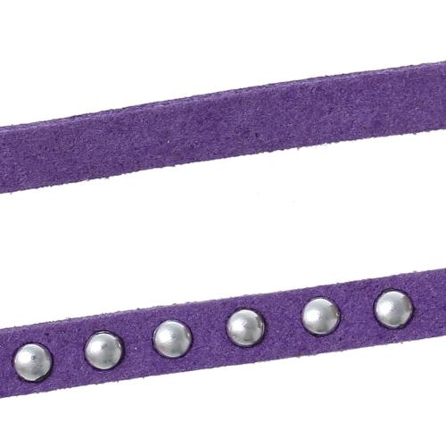 Faux Suede Cord, Flat, Purple, Silver Studded Round Rivets, 7mm - BEADED CREATIONS
