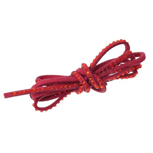 Faux Suede Cord, Flat, Red, With Studded Rhinestones, 2.6mm - BEADED CREATIONS