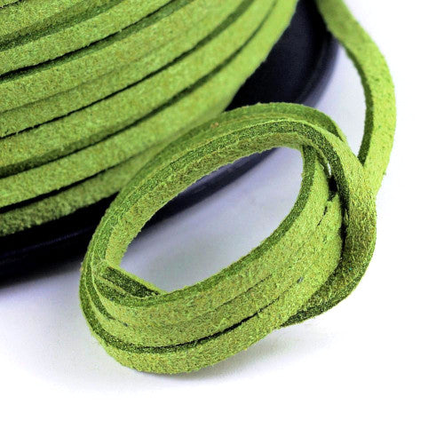 Faux Suede Cord, Microfiber, Flat, Apple Green, 3mm - BEADED CREATIONS