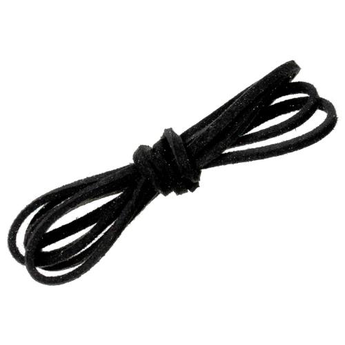 Faux Suede Cord, Microfiber, Flat, Black, 2.5-2.9x1.5mm - BEADED CREATIONS