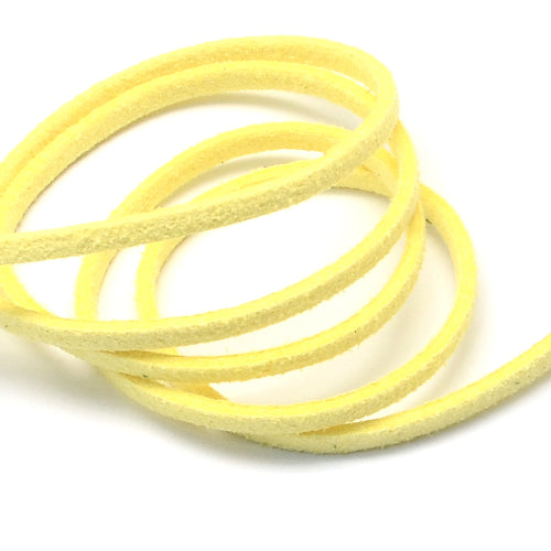 Faux Suede Cord, Microfiber, Flat, Champagne Yellow, 3mm - BEADED CREATIONS