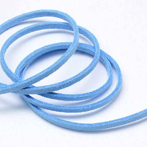 Faux Suede Cord, Microfiber, Flat, Sky Blue, 3mm - BEADED CREATIONS