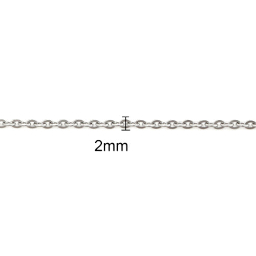 Flat Cable Chain Necklace, Stainless Steel, Silver, 43.5cm - BEADED CREATIONS