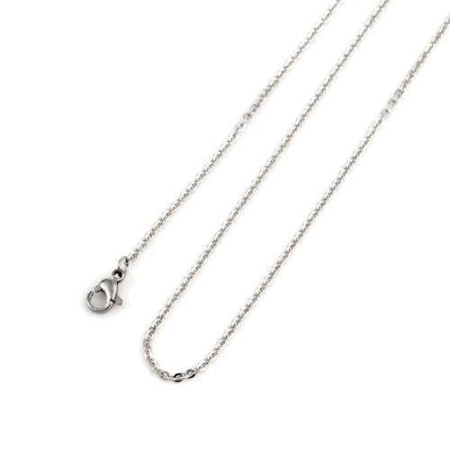 Flat Cable Chain Necklace, Stainless Steel, Silver, 43.5cm - BEADED CREATIONS