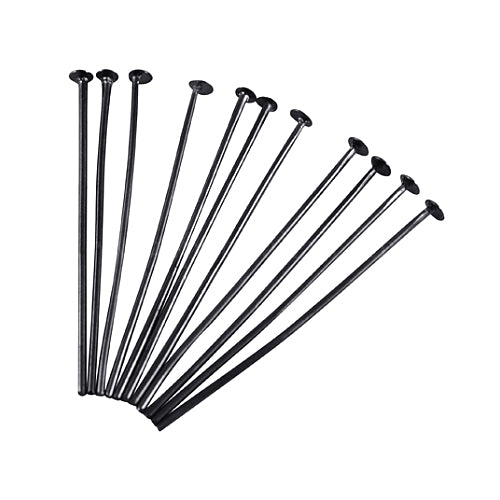 Flat Head Pins, Iron, Gunmetal Black, 21 Gauge, 40mm - BEADED CREATIONS