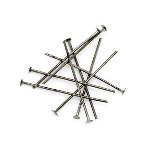 Flat Head Pins, Iron, Gunmetal Black, 21 Gauge, 40mm - BEADED CREATIONS