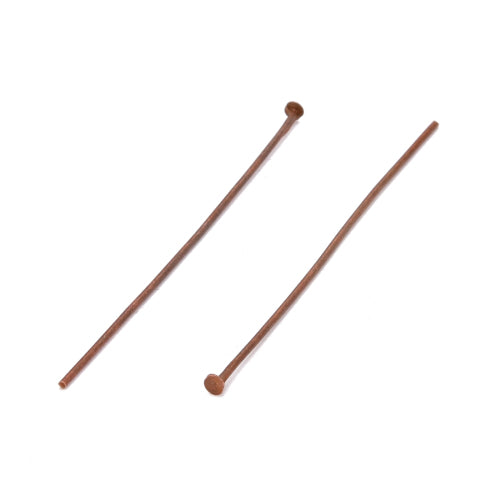 Flat Head Pins, Iron, Red Copper, 20 Gauge, 50mm - BEADED CREATIONS