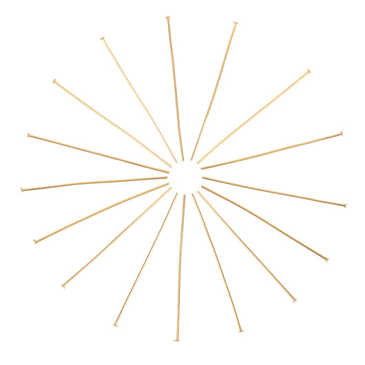 Flat Head Pins, Stainless Steel, 18K Gold Plated, 21 Gauge, 50mm - BEADED CREATIONS