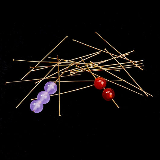 Flat Head Pins, Stainless Steel, 18K Gold Plated, 21 Gauge, 50mm - BEADED CREATIONS