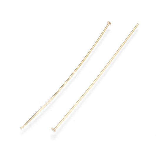 Flat Head Pins, Stainless Steel, Gold Plated, 21 Gauge, 50mm - BEADED CREATIONS