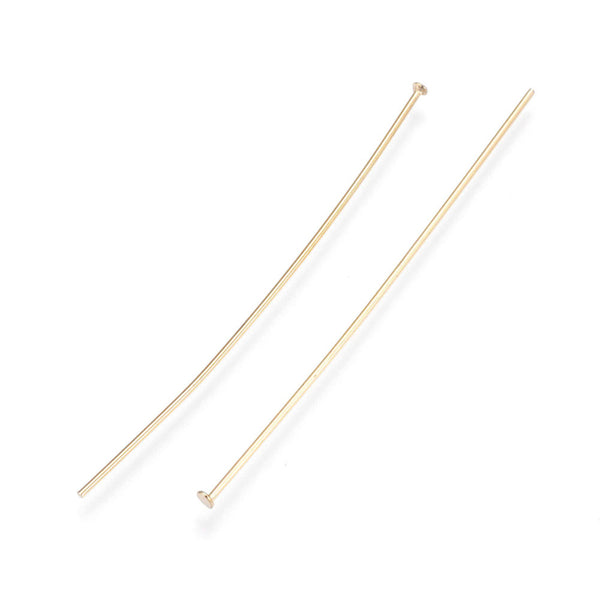 Flat Head Pins, Stainless Steel, Gold Plated, 21 Gauge, 50mm - BEADED CREATIONS