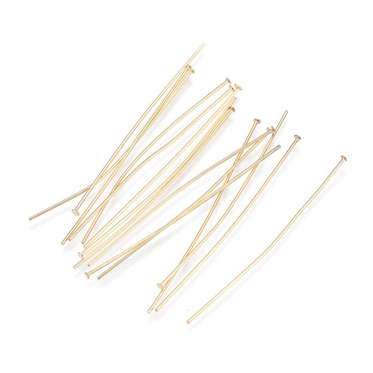 Flat Head Pins, Stainless Steel, Gold Plated, 21 Gauge, 50mm - BEADED CREATIONS