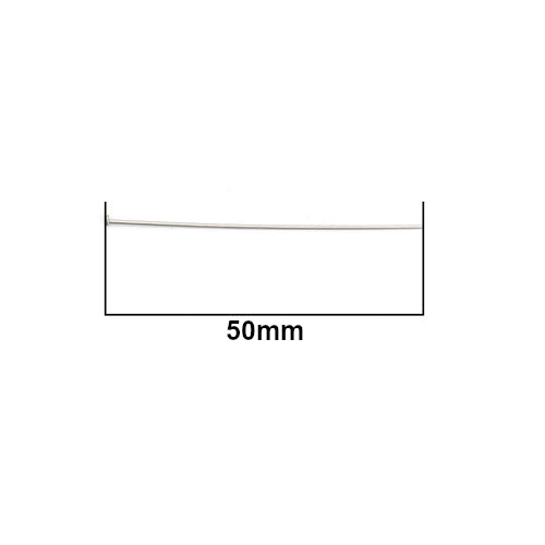 Flat Head Pins, Stainless Steel, Silver, 21 Gauge, 50mm - BEADED CREATIONS