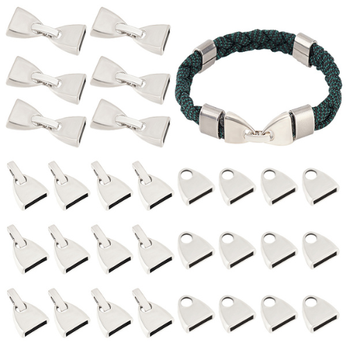 Fold-Over Clasps, Glue-In, Antique Silver, Alloy, 28mm - BEADED CREATIONS