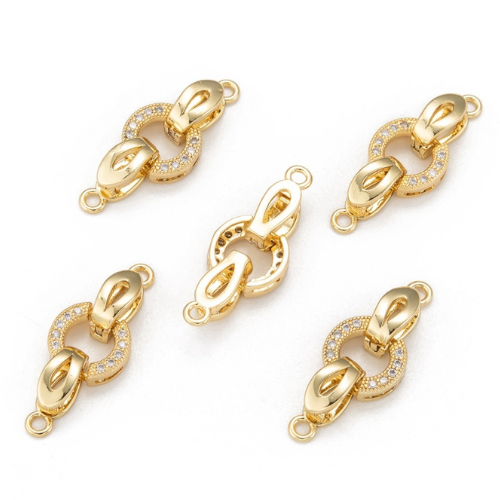 Fold-Over Clasps, Oval, Micro Pave, 18K Gold Plated, Brass, 25.5mm - BEADED CREATIONS