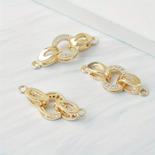 Fold-Over Clasps, Oval, Micro Pave, 18K Gold Plated, Brass, 25.5mm - BEADED CREATIONS