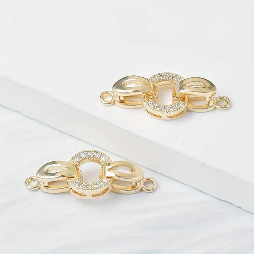 Fold-Over Clasps, Oval, Micro Pave, 18K Gold Plated, Brass, 25.5mm - BEADED CREATIONS