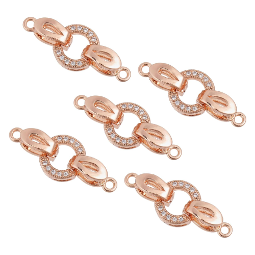 Fold-Over Clasps, Oval, Micro Pave, Rose Gold, Brass, 25.5mm - BEADED CREATIONS