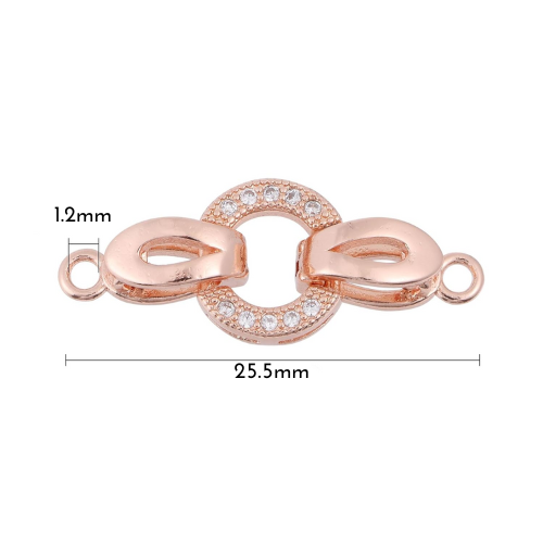 Fold-Over Clasps, Oval, Micro Pave, Rose Gold, Brass, 25.5mm - BEADED CREATIONS
