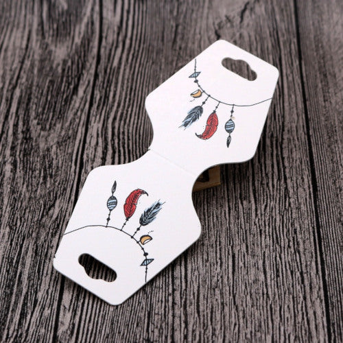 Fold Over, Display Cards, Feathers, White, Multicolor, 108mm - BEADED CREATIONS